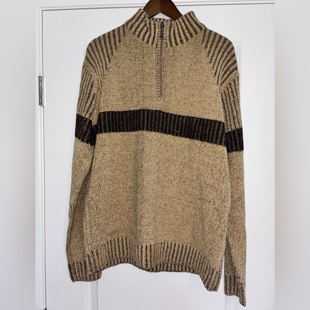 Men's Mock Neck Grandpa 3/4 Zip-Up Sweater